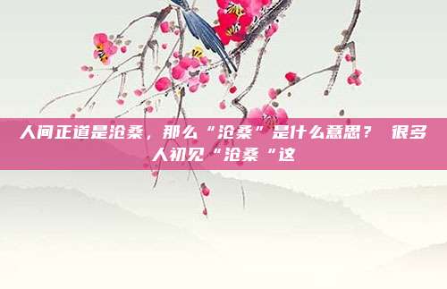 人间正道是沧桑，那么“沧桑”是什么意思？ 很多人初见“沧桑“这