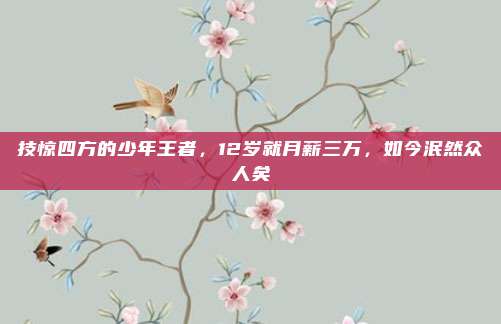 技惊四方的少年王者，12岁就月薪三万，如今泯然众人矣