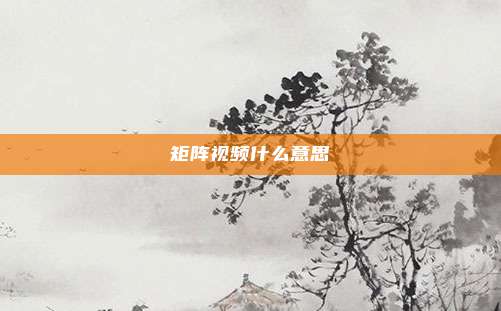 矩阵视频什么意思