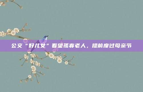 公交“好儿女”看望孤寡老人，提前度过母亲节