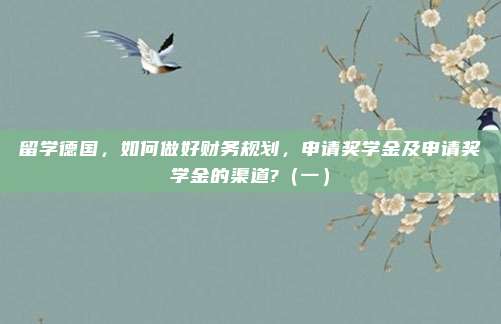 留学德国，如何做好财务规划，申请奖学金及申请奖学金的渠道?（一）