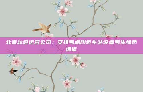 北京轨道运营公司：安排考点附近车站设置考生绿色通道