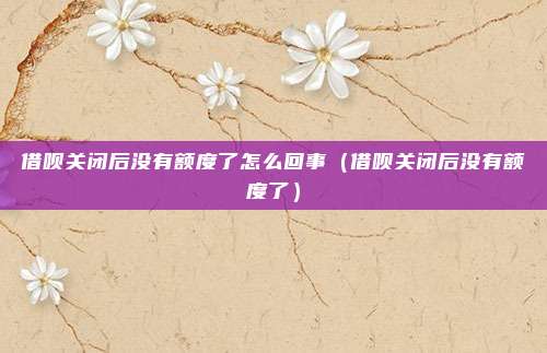 借呗关闭后没有额度了怎么回事（借呗关闭后没有额度了）