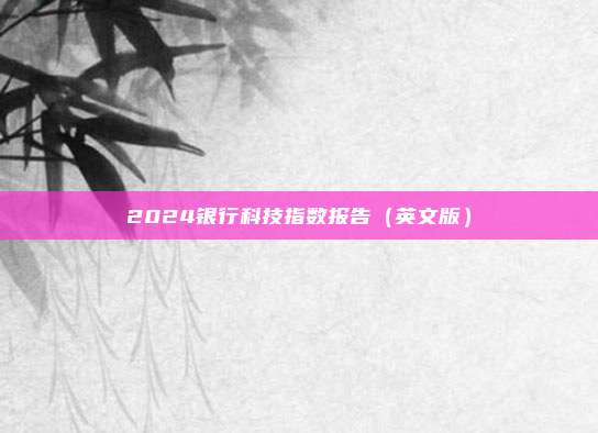 2024银行科技指数报告（英文版）