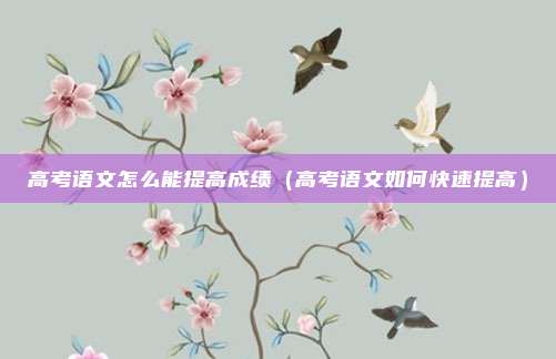 高考语文怎么能提高成绩（高考语文如何快速提高）