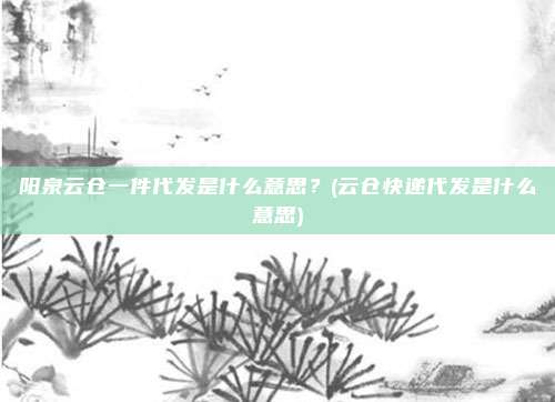 阳泉云仓一件代发是什么意思？(云仓快递代发是什么意思)