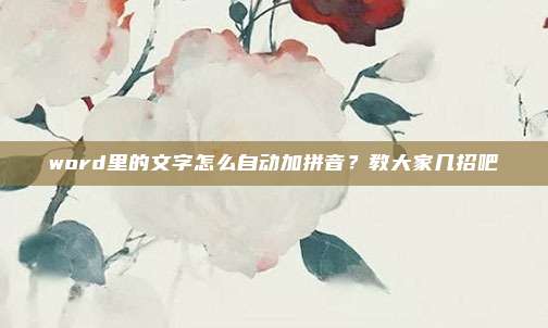 word里的文字怎么自动加拼音？教大家几招吧