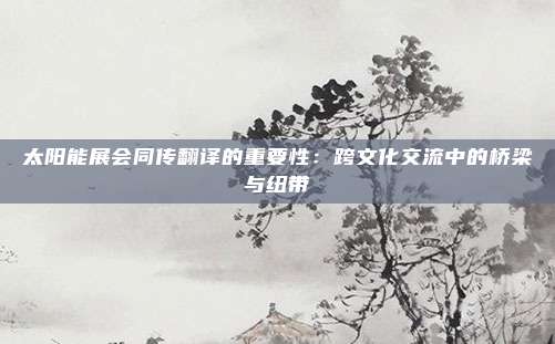 太阳能展会同传翻译的重要性：跨文化交流中的桥梁与纽带