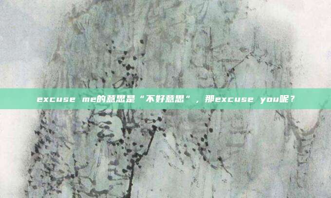 excuse me的意思是“不好意思”，那excuse you呢？