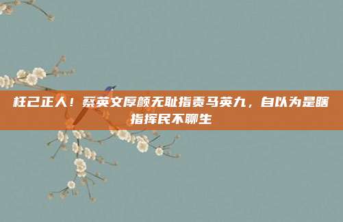 枉己正人！蔡英文厚颜无耻指责马英九，自以为是瞎指挥民不聊生