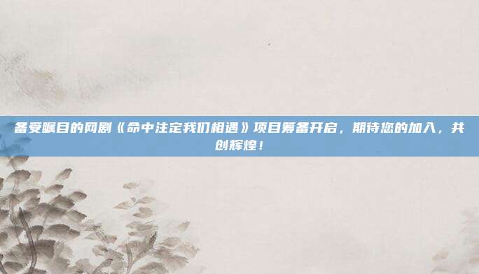 备受瞩目的网剧《命中注定我们相遇》项目筹备开启，期待您的加入，共创辉煌！