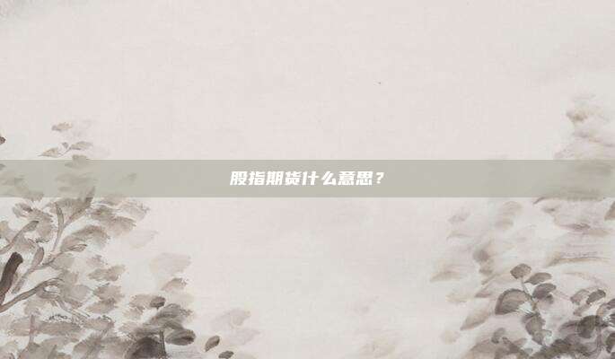 股指期货什么意思？