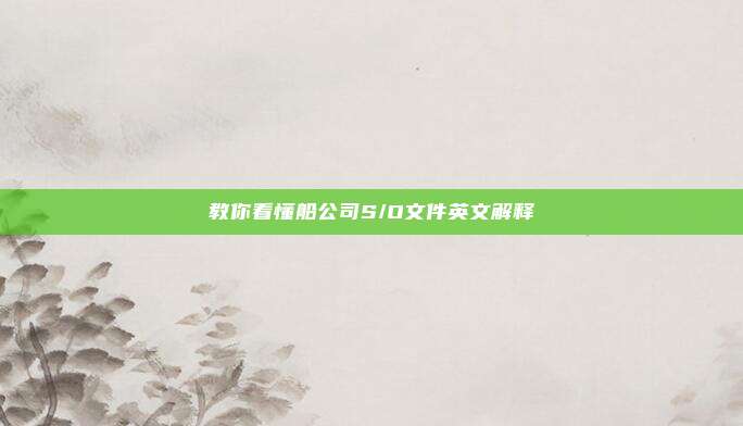 教你看懂船公司S/O文件英文解释