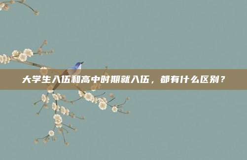 大学生入伍和高中时期就入伍，都有什么区别？