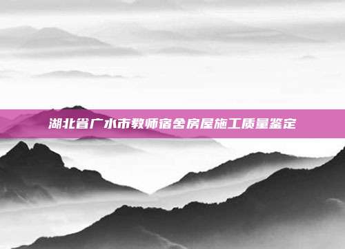 湖北省广水市教师宿舍房屋施工质量鉴定