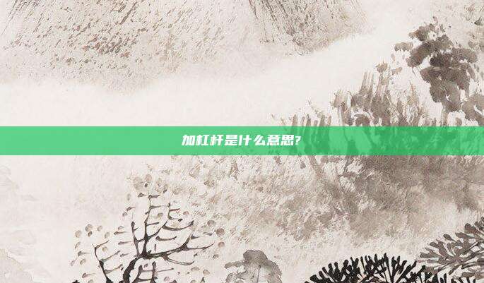 加杠杆是什么意思?