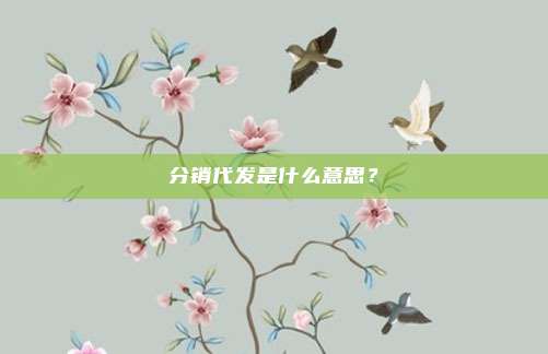 分销代发是什么意思？