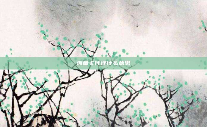 流量卡代理什么意思