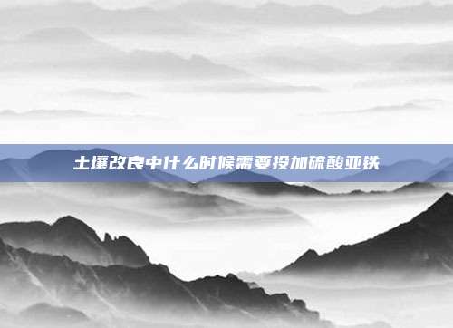 土壤改良中什么时候需要投加硫酸亚铁