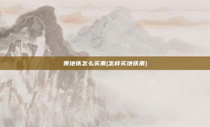乘地铁怎么买票(怎样买地铁票)