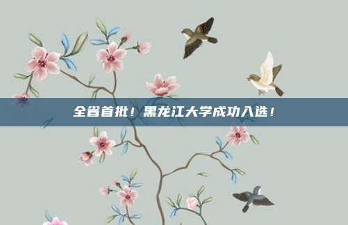 全省首批！黑龙江大学成功入选！