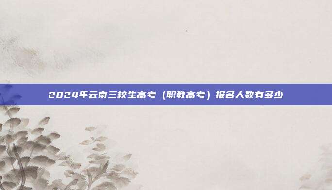 2024年云南三校生高考（职教高考）报名人数有多少
