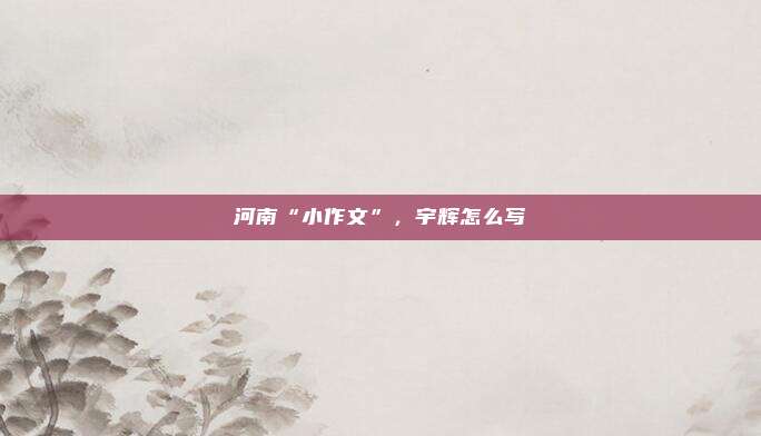 河南“小作文”，宇辉怎么写