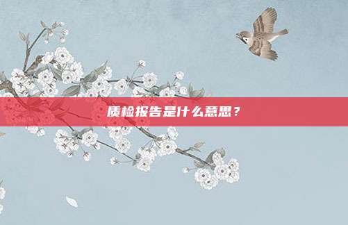 质检报告是什么意思？
