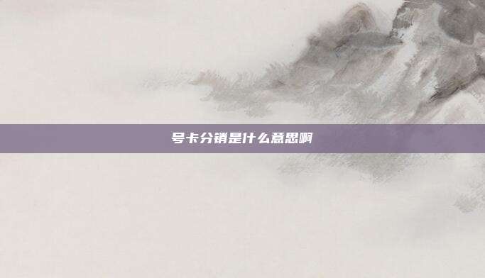 号卡分销是什么意思啊