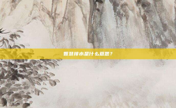 智慧排水是什么意思？