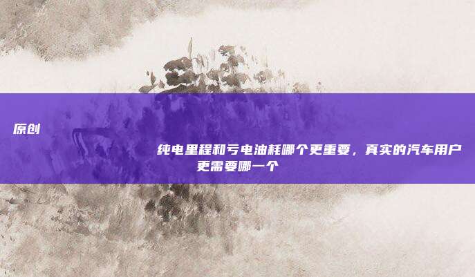 原创
                纯电里程和亏电油耗哪个更重要，真实的汽车用户更需要哪一个