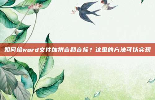 如何给word文件加拼音和音标？这里的方法可以实现