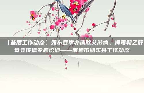 【基层工作动态】如东县举办消除艾滋病、梅毒和乙肝母婴传播专题培训——南通市如东县工作动态