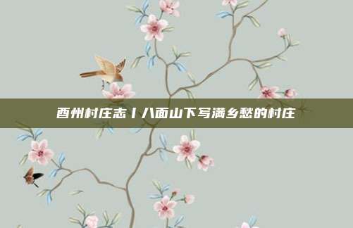 酉州村庄志丨八面山下写满乡愁的村庄