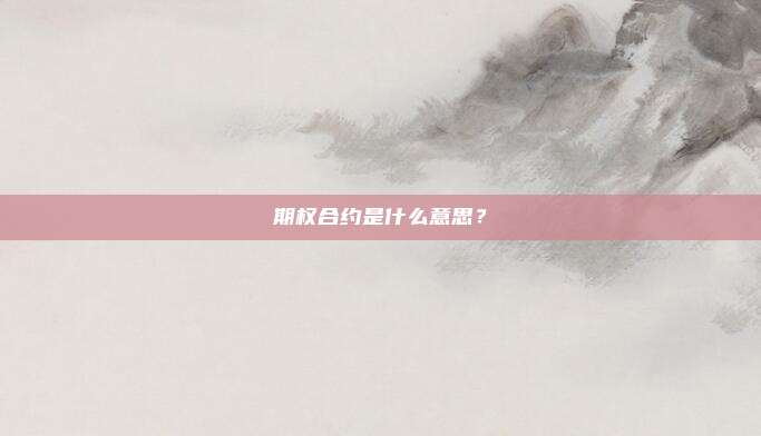 期权合约是什么意思？