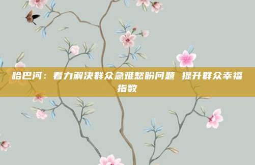 哈巴河：着力解决群众急难愁盼问题 提升群众幸福指数