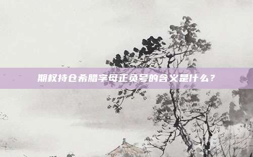 期权持仓希腊字母正负号的含义是什么？