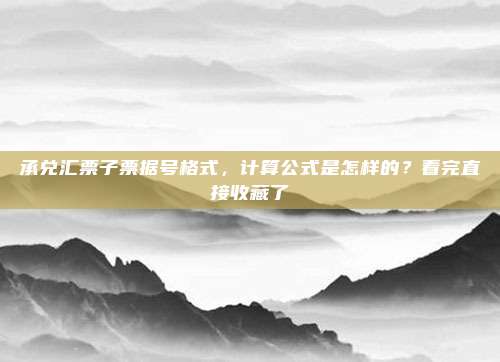 承兑汇票子票据号格式，计算公式是怎样的？看完直接收藏了