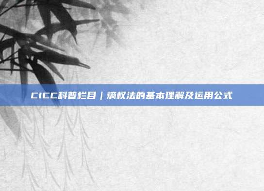 CICC科普栏目｜熵权法的基本理解及运用公式