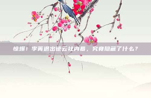 惊爆！李菁退出德云社内幕，究竟隐藏了什么？