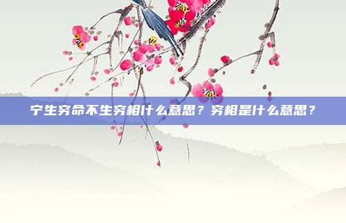 宁生穷命不生穷相什么意思？穷相是什么意思？