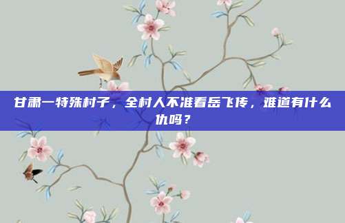甘肃一特殊村子，全村人不准看岳飞传，难道有什么仇吗？