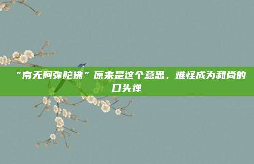“南无阿弥陀佛”原来是这个意思，难怪成为和尚的口头禅