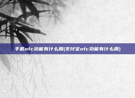 手机nfc功能有什么用(支付宝nfc功能有什么用)