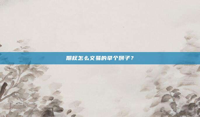 期权怎么交易的举个例子?