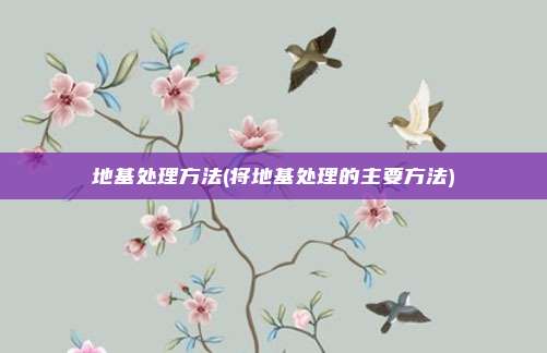 地基处理方法(将地基处理的主要方法)