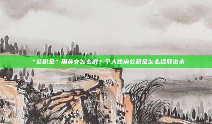 “公积金”用英文怎么说？个人住房公积金怎么提取出来
