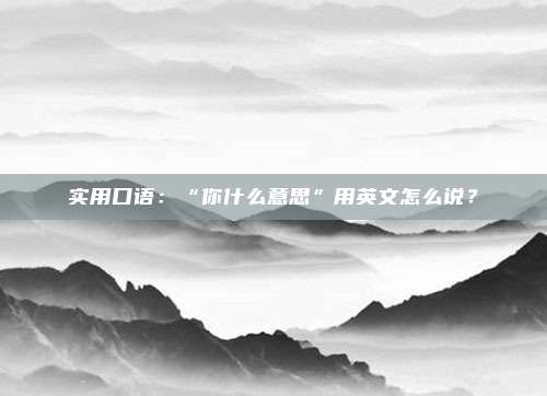 实用口语：“你什么意思”用英文怎么说？