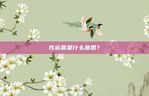 代运营是什么意思？