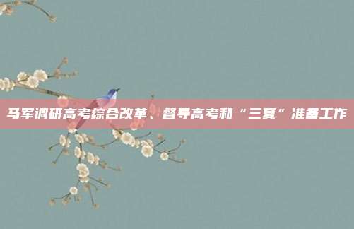 马军调研高考综合改革、督导高考和“三夏”准备工作